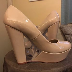 Aldo Nude Clear Platform Wedge Heel